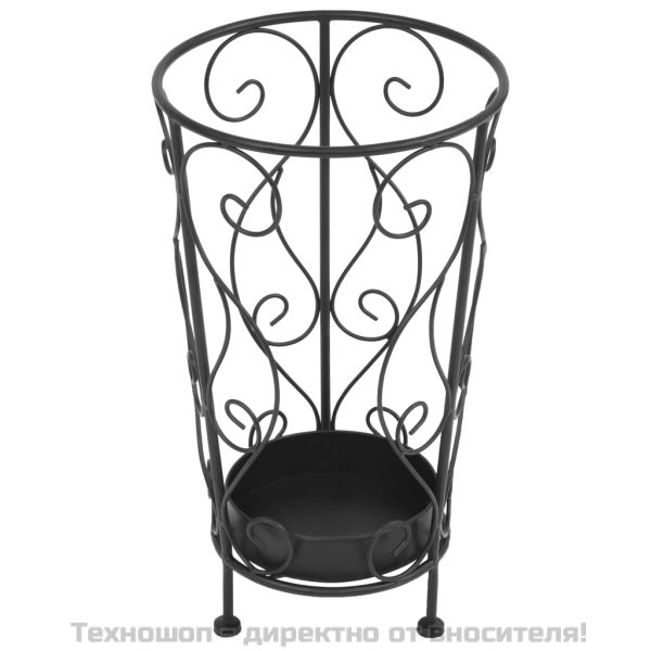 Поставка за чадъри, винтидж стил, метална, 26x46 см, черна