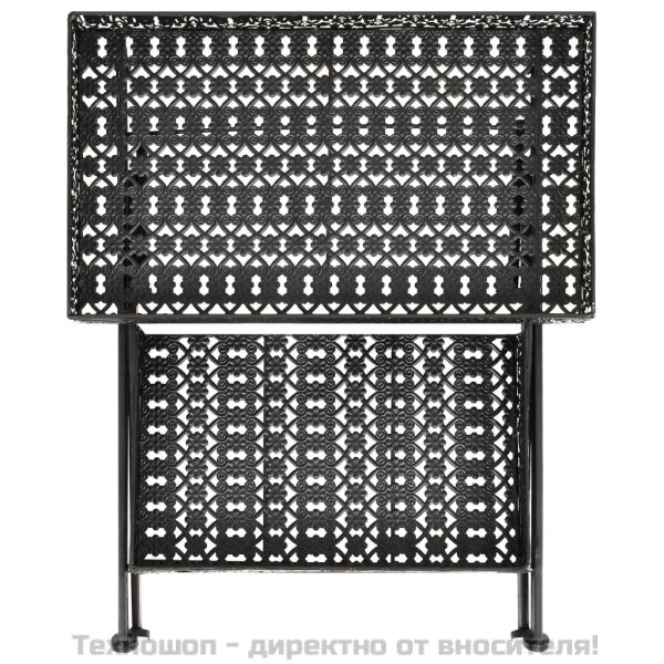 Сгъваема маса за чай, винтидж стил, метал, 58x35x72 см, черна