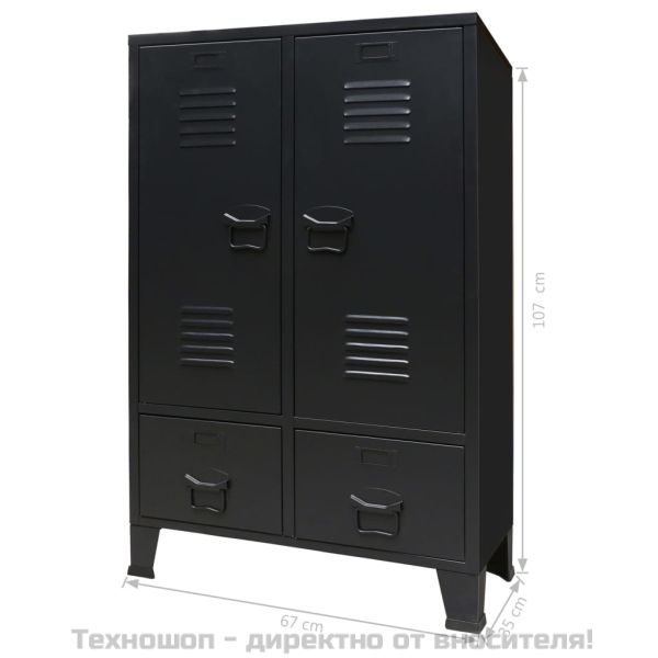 Гардероб метален, индустриален стил, 67x35x107 см, черен