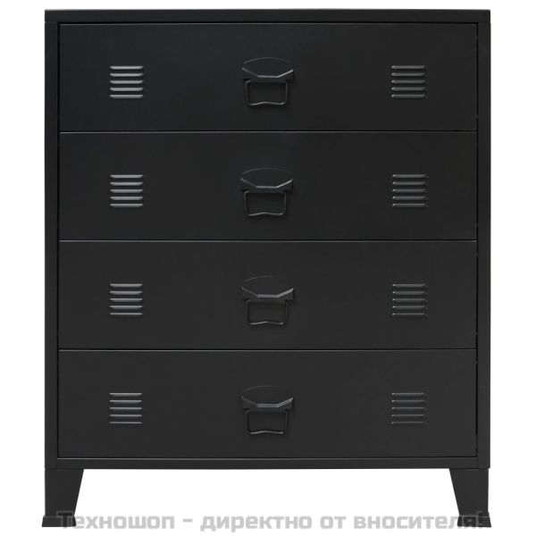 Метален скрин, индустриален стил, 78x40x93 см, черен