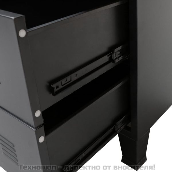 Метален скрин, индустриален стил, 78x40x93 см, черен