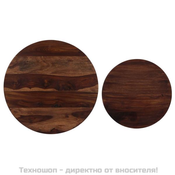 Комплект маси за кафе, 2 бр, акациево дърво масив, 60x35 cм