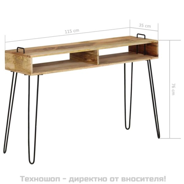 Конзолна маса, мангово дърво масив, 115x35x76 cм