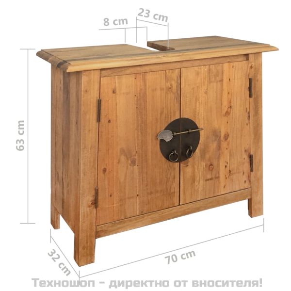 Тоалетка за баня рециклирана борова дървесина масив 70x32x63 см