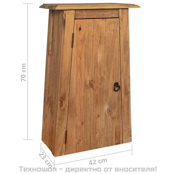 Стенен шкаф за баня, бор масив, 42x23x70 см