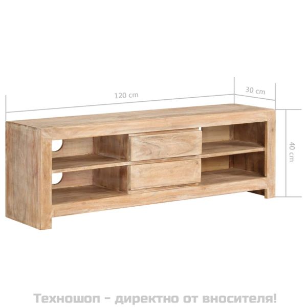 ТВ шкаф, акациево дърво масив, 120x30x40 см, светлокафяв