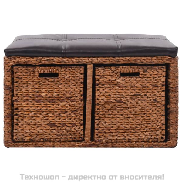 Пейка с 2 кошници, морска трева, 71x40x42 см, кафява