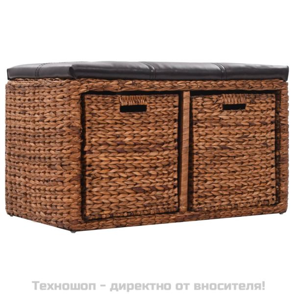 Пейка с 2 кошници, морска трева, 71x40x42 см, кафява