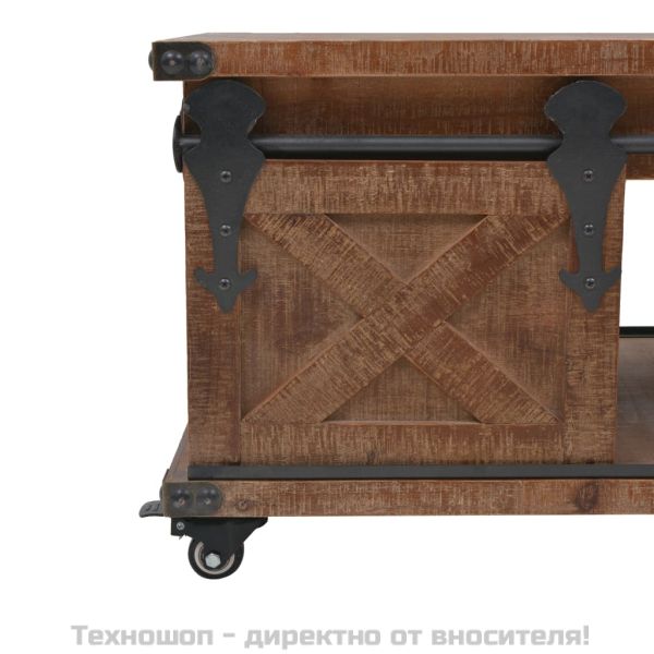 Кафе маса, чамова дървесина масив, 91x51x38 cм, кафява