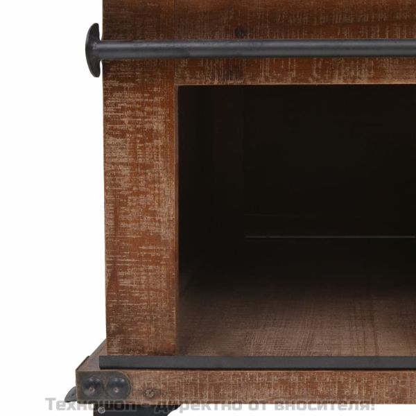 Кафе маса, чамова дървесина масив, 91x51x38 cм, кафява