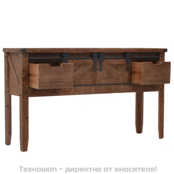 Конзолна маса, чамова дървесина масив, 131x35,5x75 cм, кафява