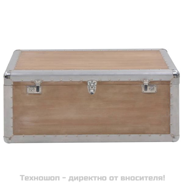 Кутия за съхранение, чам масив, 91x52x40 см, кафява