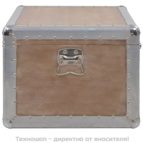 Кутия за съхранение, чам масив, 91x52x40 см, кафява