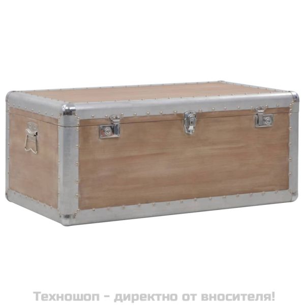 Кутия за съхранение, чам масив, 91x52x40 см, кафява