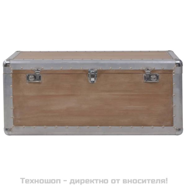 Кутия за съхранение, чам масив, 91x52x40 см, кафява