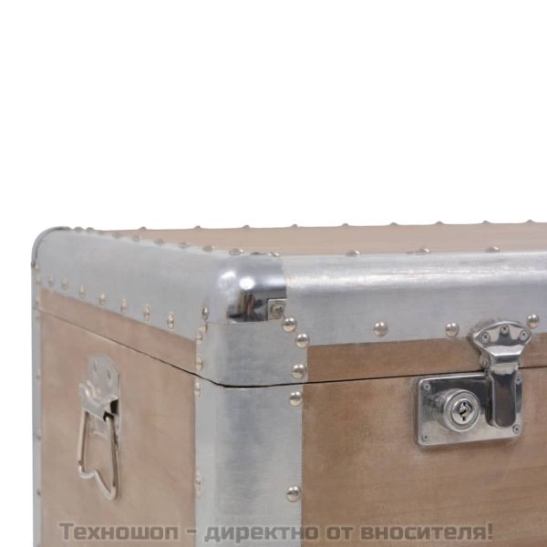 Кутия за съхранение, чам масив, 91x52x40 см, кафява