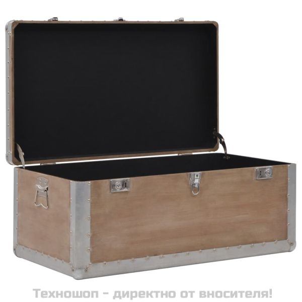 Кутия за съхранение, чам масив, 91x52x40 см, кафява