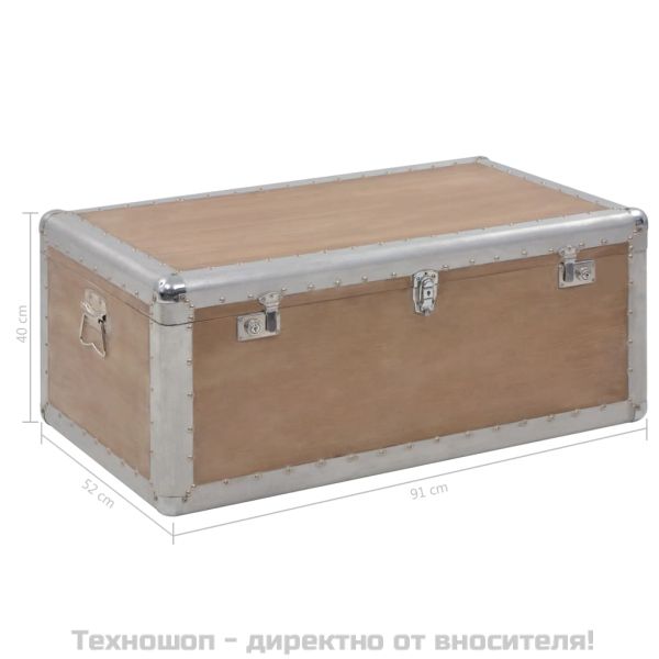 Кутия за съхранение, чам масив, 91x52x40 см, кафява