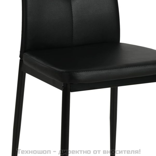 Tрапезни столове, 4 бр, черни, изкуствена кожа