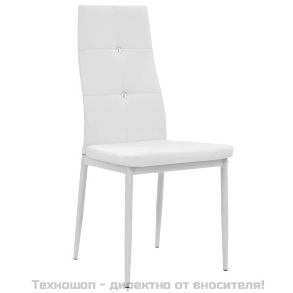 Трапезни столове, 2 бр, бели, изкуствена кожа