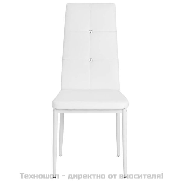 Трапезни столове, 2 бр, бели, изкуствена кожа