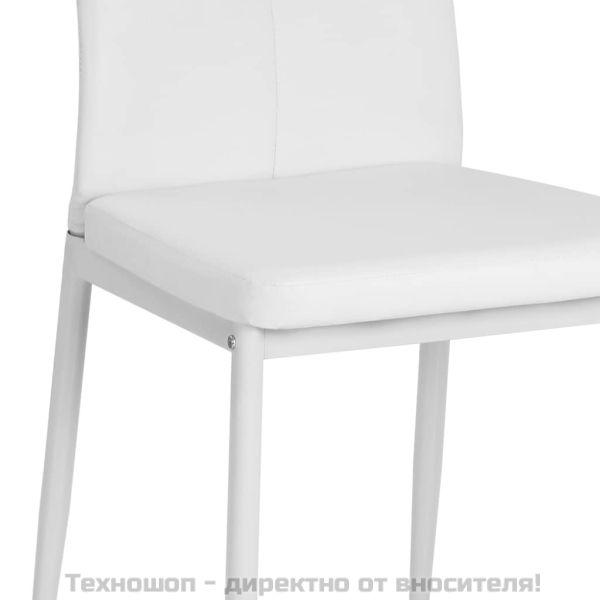 Трапезни столове, 2 бр, бели, изкуствена кожа