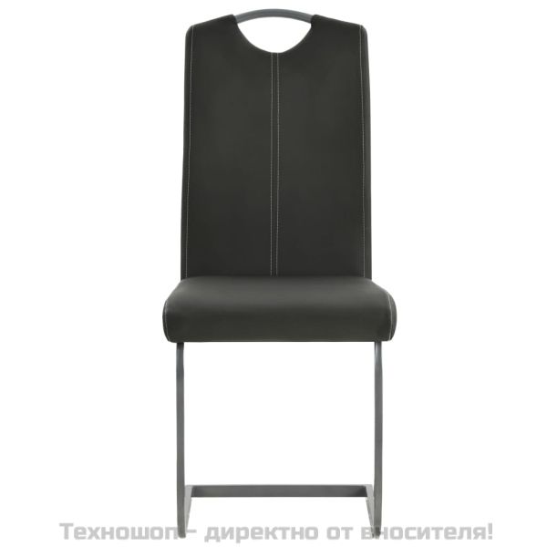 Конзолни трапезни столове, 4 бр, сиви, изкуствена кожа