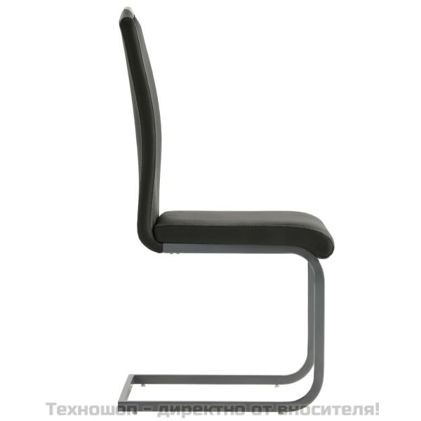 Конзолни трапезни столове, 4 бр, сиви, изкуствена кожа