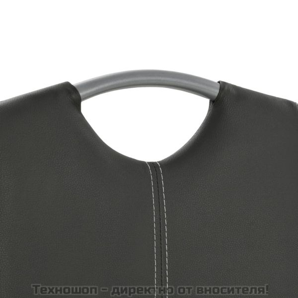 Конзолни трапезни столове, 4 бр, сиви, изкуствена кожа