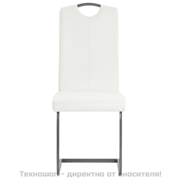 Конзолни трапезни столове, 4 бр, бели, изкуствена кожа