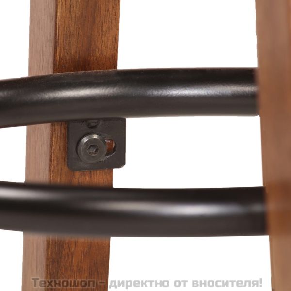 Бар столове, 2 бр, естествена кожа и акациево дърво масив