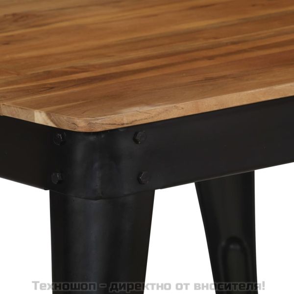 Трапезна маса, акациево дърво масив и стомана, 75x75x76 cм