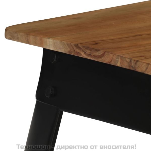 Трапезна маса, акациево дърво масив и стомана, 75x75x76 cм