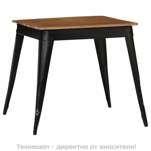 Трапезна маса, акациево дърво масив и стомана, 75x75x76 cм