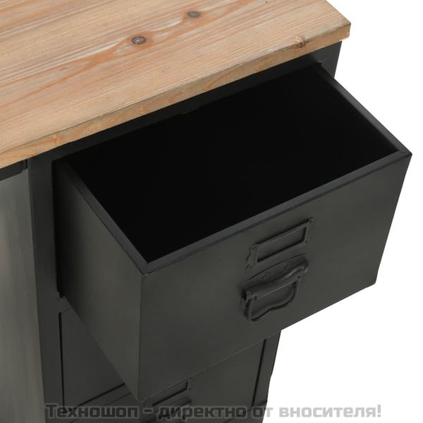 Единично бюро тип писалище, ела масив и стомана, 100x50x76 см