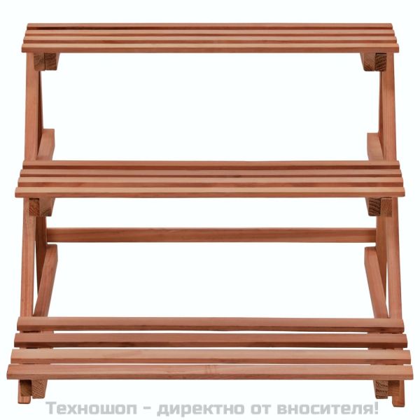 3-етажна стойка за цветя, кедрово дърво, 48x45x40 см