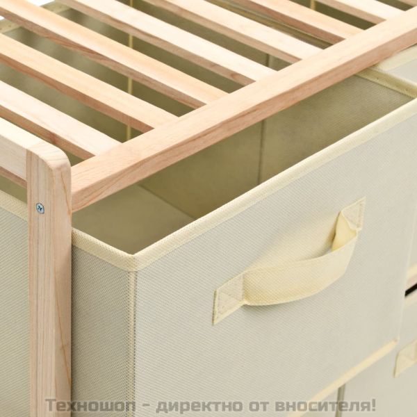 Шкаф за съхранение, 6 кошници от текстил, дърво кедър, бежов