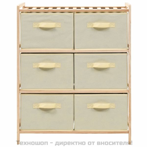 Шкаф за съхранение, 6 кошници от текстил, дърво кедър, бежов