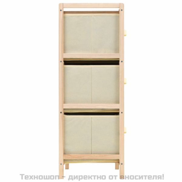 Шкаф за съхранение, 6 кошници от текстил, дърво кедър, бежов