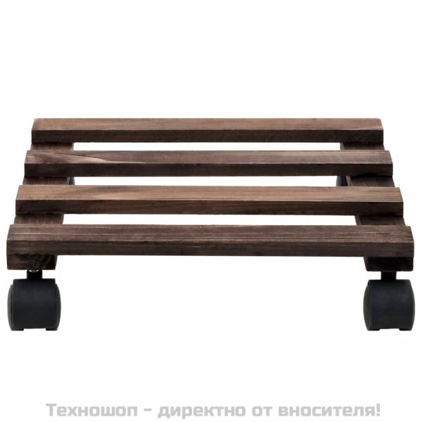 Цветарници на колелца, 4 бр, кедрово дърво, 25x25 см