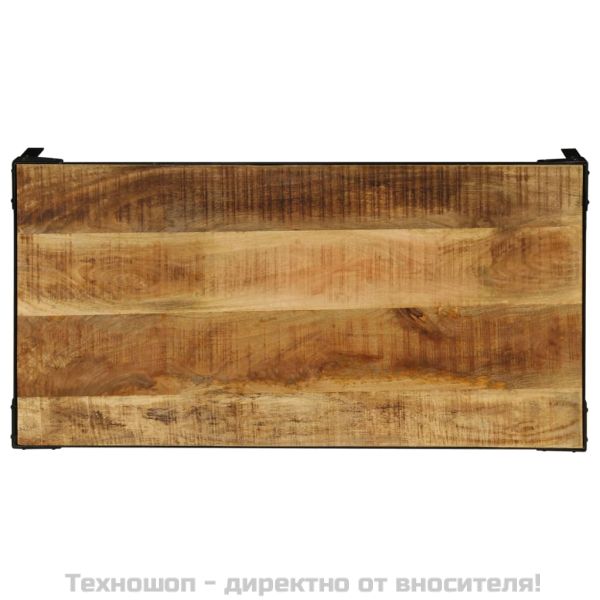 Кафе маса, грубо мангово дърво масив и стомана, 110 см