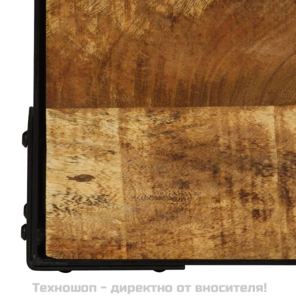 Кафе маса, грубо мангово дърво масив и стомана, 110 см