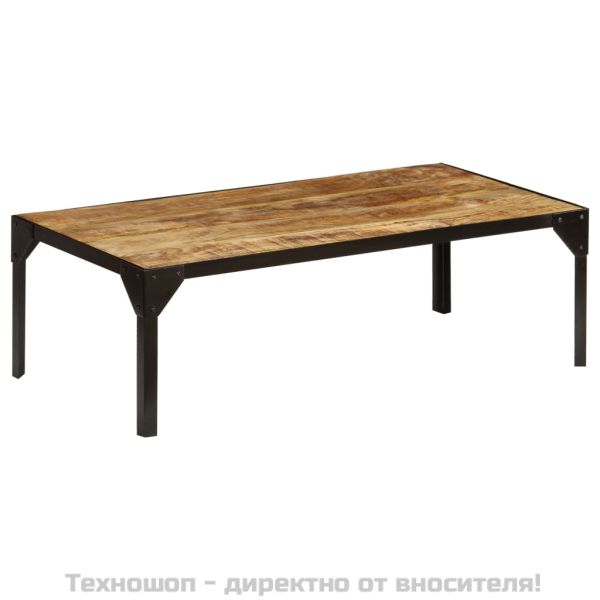 Кафе маса, грубо мангово дърво масив и стомана, 110 см