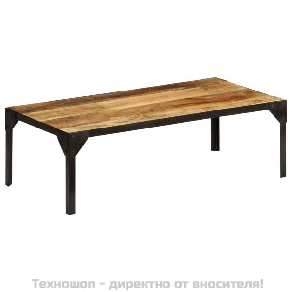 Кафе маса, грубо мангово дърво масив и стомана, 110 см
