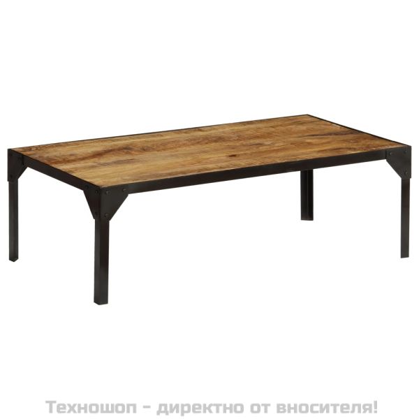 Кафе маса, грубо мангово дърво масив и стомана, 110 см