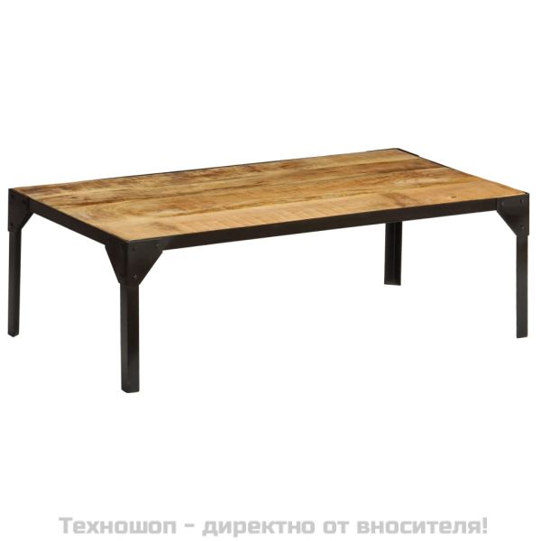 Кафе маса, грубо мангово дърво масив и стомана, 110 см