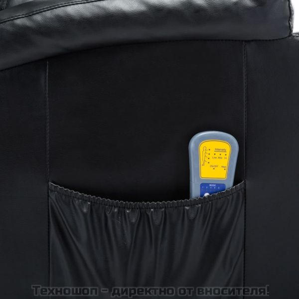 Масажен стол с люлееща функция, черен, изкуствена кожа