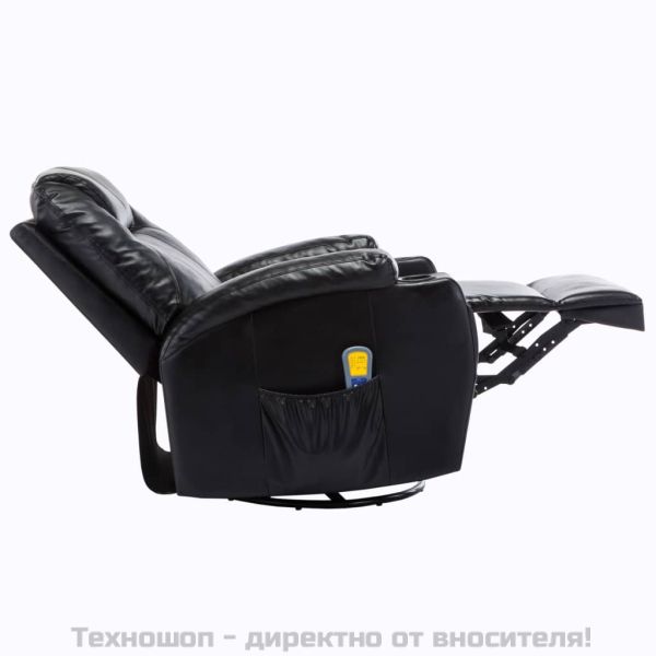 Масажен стол с люлееща функция, черен, изкуствена кожа