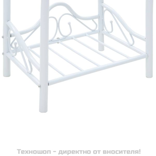 Нощна масичка, стомана и закалено стъкло, 45x30,5x60 см, бяла