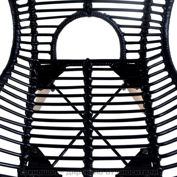 Трапезни столове 2 бр черни естествен ратан